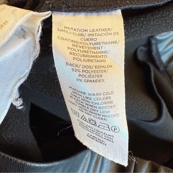 LOFT Women's Vegan Leather Leggings Black Size L Elastic Waist Casual Date Night - Picture 11 of 11